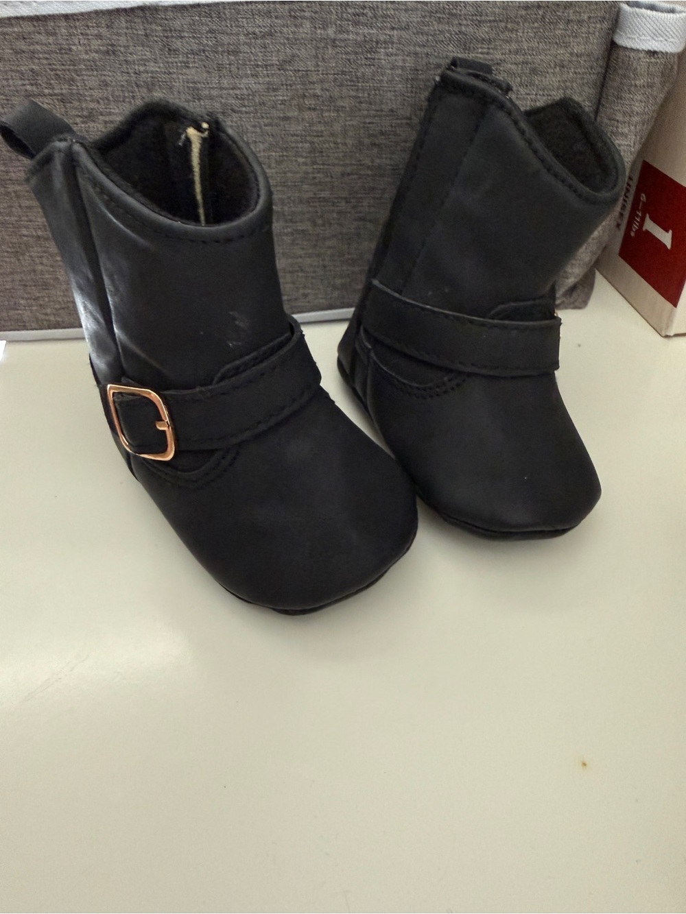 Kids Black Ankle Boots with Buckle - Brand